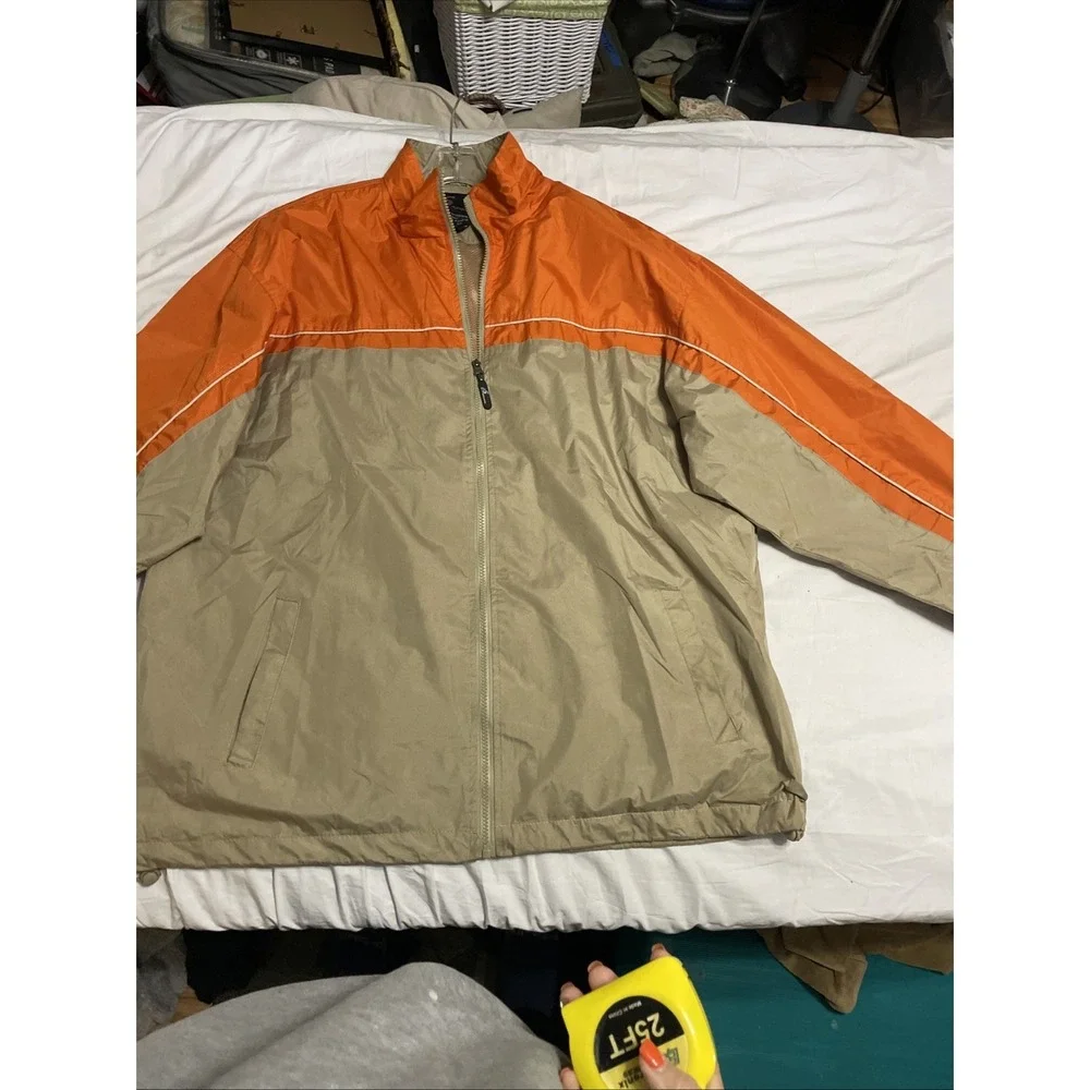 i5 Apparel men's Water 2 tone Orange & Beige Windbreaker Raincoat Sz Xxl